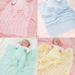 Sirdar Crochet Pattern - Snuggly 4 PLY, Blankets and Shawl 1368