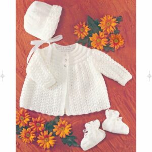 Sirdar Pattern - Snuggly DK, Matinee Coat, Bonnet and Bootees 3191
