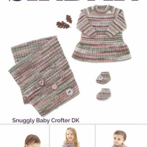 DIS Sirdar Knitting Pattern - Snuggly Baby Crofter DK, Dress Bootees Blanket 5150