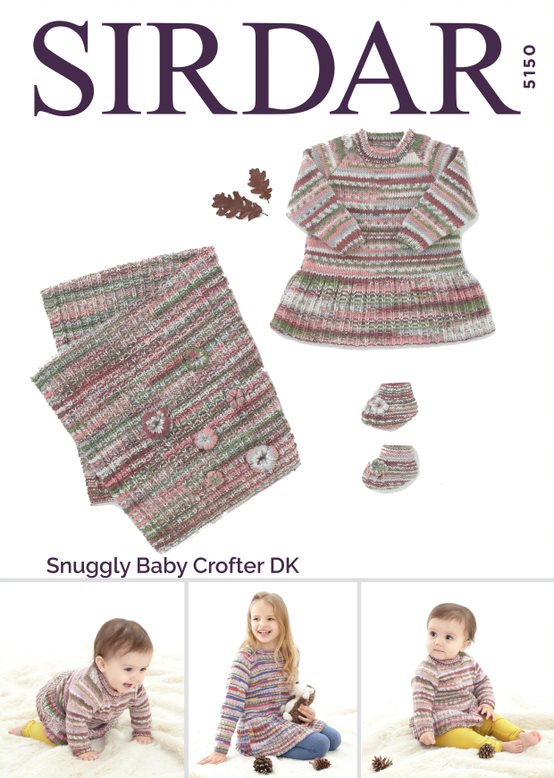 Sirdar Knitting Pattern Snuggly Baby Crofter DK, Dress Bootees