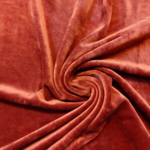 Luxury Stretchy SOFT Velvet Velour Fabric Material - RUST