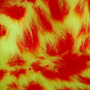 LONG Pile Fun Faux Fur Fabric Material - RED NEON YELLOW MIX