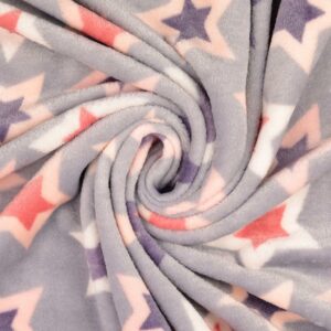 Double Sided Super Soft Cuddle Fleece Fabric Material - STARS OLD ROSE