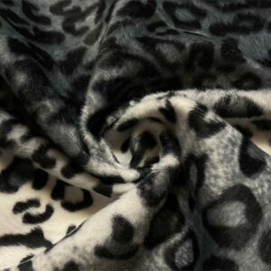 Faux Fur Pony Skin Velboa Fabric Material - GREY LEOPARD
