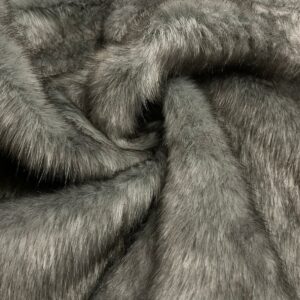 Super Luxury Faux Fur Fabric Material - PEWTER WOLF