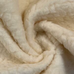 100% Lambs Wool SHERPA FLEECE Sheepskin Fabric Material - CREAM