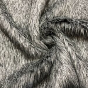 Super Luxury Faux Fur Fabric Material - LONG PILE SILVER & BLACK