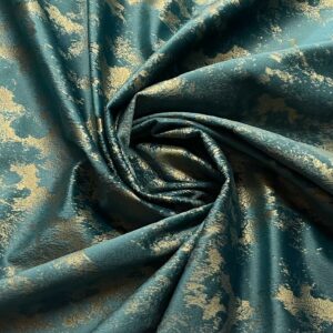 Avalon Vintage Velvet Fabric Material - TEAL & GOLD