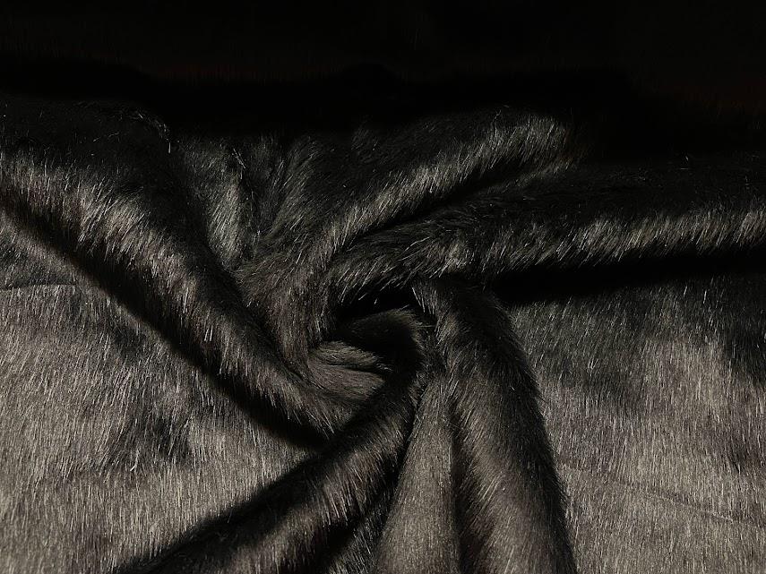 CRS Luxury Black Long Pile Faux Fur Fabric - 1 Meter (60" Wide) Heavy Weight
