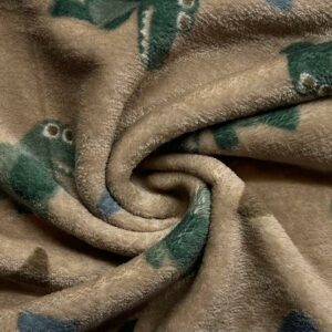 Super Soft Cuddle Fleece Reversible Fabric Material CROCO AND STRIPE SAND