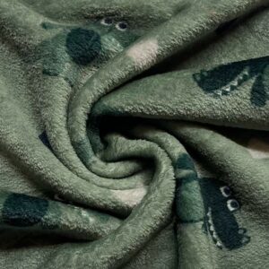 Super Soft Cuddle Fleece Reversible Fabric Material CROCO AND STRIPE DUSTY MINT