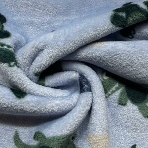 Super Soft Cuddle Fleece Reversible Fabric Material CROCO AND STRIPE DUSTY BLUE