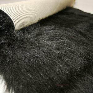 Long Pile Faux Fur Fabric Sheepskin Rug 140cm x 70cm BLACK