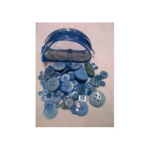 Button Purse Over 100 Assorted Sewing Craft Buttons 75 grams - Blue