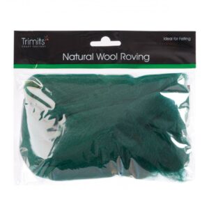 TRIMITS Natural 100% Wool Roving For Needle Felting 50g - GRASS GREEN
