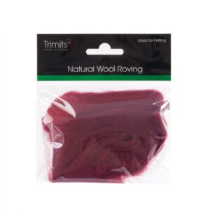 TRIMITS Natural 100% Wool Roving For Needle Felting 10g - WINE