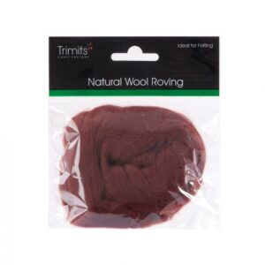 TRIMITS Natural 100% Wool Roving For Needle Felting 10g - CHOCOLATE