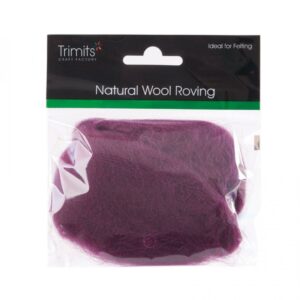 TRIMITS Natural 100% Wool Roving For Needle Felting 10g - MAUVE