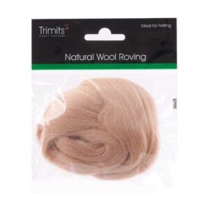 TRIMITS Natural 100% Wool Roving For Needle Felting 10g - CREAM BEIGE