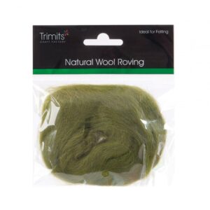 TRIMITS Natural 100% Wool Roving For Needle Felting 10g - LIME