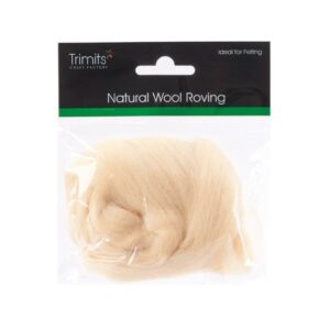TRIMITS Natural 100% Wool Roving For Needle Felting 10g - CREAM