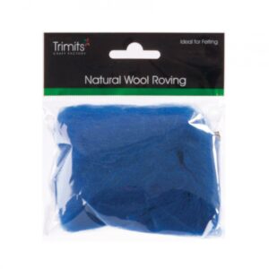 TRIMITS Natural 100% Wool Roving For Needle Felting 10g - SAPPHIRE