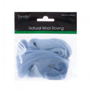 TRIMITS Natural 100% Wool Roving For Needle Felting 10g - LIGHT BLUE