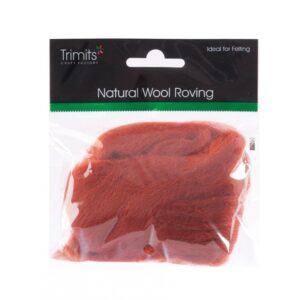 TRIMITS Natural 100% Wool Roving For Needle Felting 10g - SIENNA