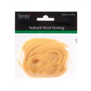 TRIMITS Natural 100% Wool Roving For Needle Felting 10g - YELLOW