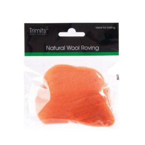 TRIMITS Natural 100% Wool Roving For Needle Felting 10g - ORANGE