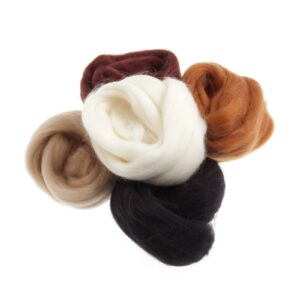 TRIMITS Natural 100% Wool Roving For Needle Felting 50g - ASSORTED BROWNS