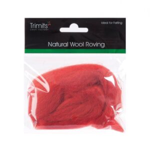 TRIMITS Natural 100% Wool Roving For Needle Felting 10g - CRANBERRY