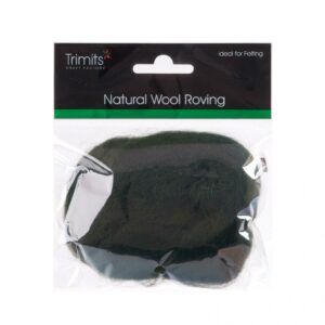 TRIMITS Natural 100% Wool Roving For Needle Felting 10g - DARK GREEN