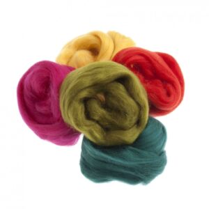 TRIMITS Natural 100% Wool Roving For Needle Felting 50g - ASSORTED BRIGHTS