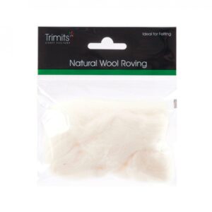 TRIMITS Natural 100% Wool Roving For Needle Felting 10g - WHITE