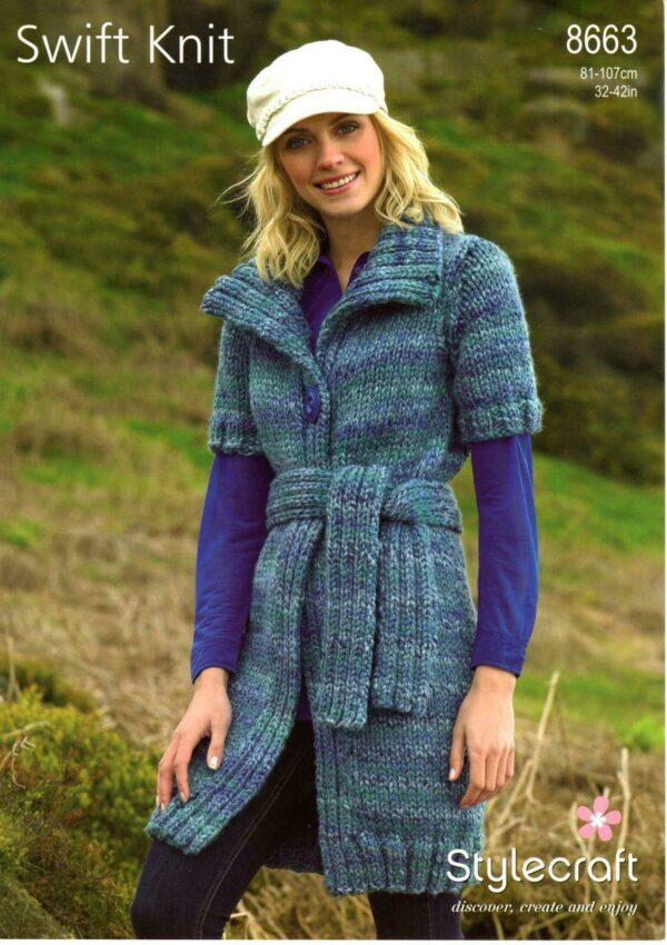 Stylecraft Knitting Pattern Swift Knit Super Chunky Yarn LADIES JACKET  8663 - Main Image