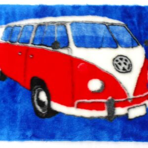 Funky Fun Soft Faux Fur Fabric Rug - RED CAMPERVAN