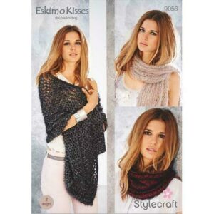 Stylecraft Knitting Pattern - Eskimo Kisses DK Yarn - LADIES SHAWL , SCARF , SNOOD 9056