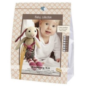 Go Handmade Knitting Kit BABY BUNNY MAGNUS & BEBS - Pink & Walnut