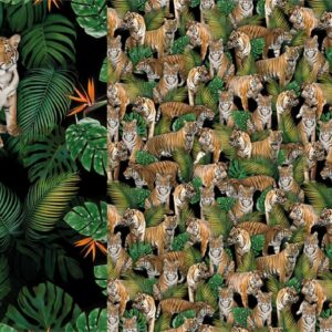 Luxury Cotton Jersey PANEL Fabric Material - TIGER