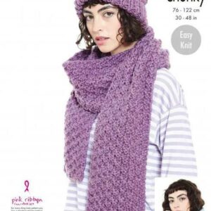 King Cole Super Chunky Knitting Pattern Sweater Cowl Hat and Scarf 5839