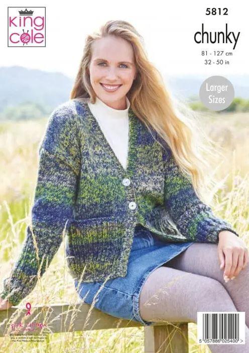 King Cole Chunky Knitting Pattern Ladies Cardigans 5812