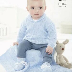 King Cole DK Knitting Pattern Blanket Sweaters Balaclava Helmet and Booties 5767