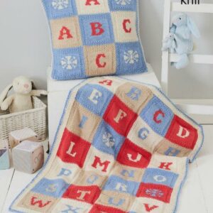King Cole DK Knitting Pattern Alphabet Blanket and Cushion Cover 5733