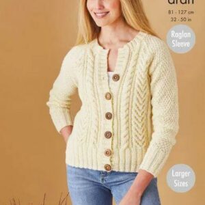 King Cole Aran Knitting Pattern Sweater and Cardigan 5720
