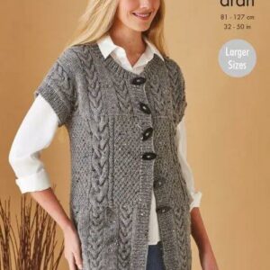 King Cole Aran Knitting Pattern Waistcoat and Jacket 5721