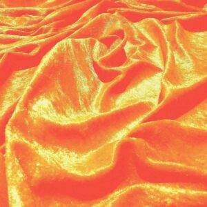 Crushed Velvet Velour Fabric Material - FLO TANGERINE