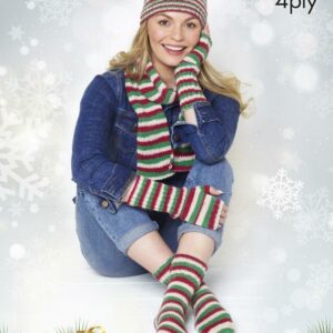 King Cole Zigzag 4ply Knitting Pattern Hat Scarf Fingerless Gloves and Socks 5545