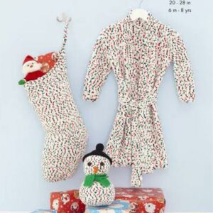 King Cole Yummy Knitting Pattern Dressing Gown Snowman and Stocking 5569