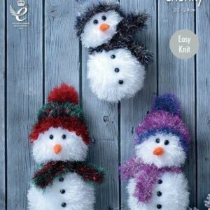 King Cole Tinsel Chunky Easy Knit Knitting Pattern Snowman 9030